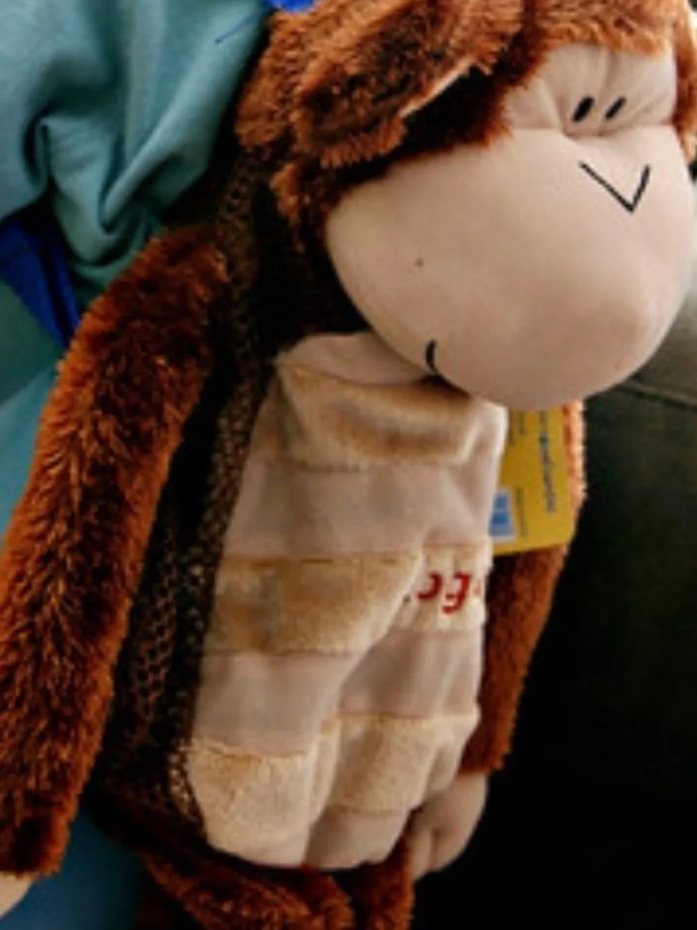 Stephen Joseph- Plush Monkey Backpack with Brown Mesh.